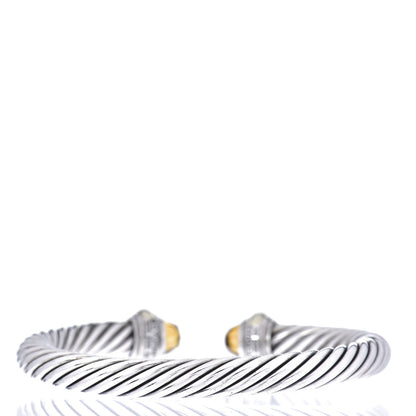 David Yurman Sterling Silver 14K Yellow Gold Citrine 7mm Cable Classics Bracelet 3 of 4