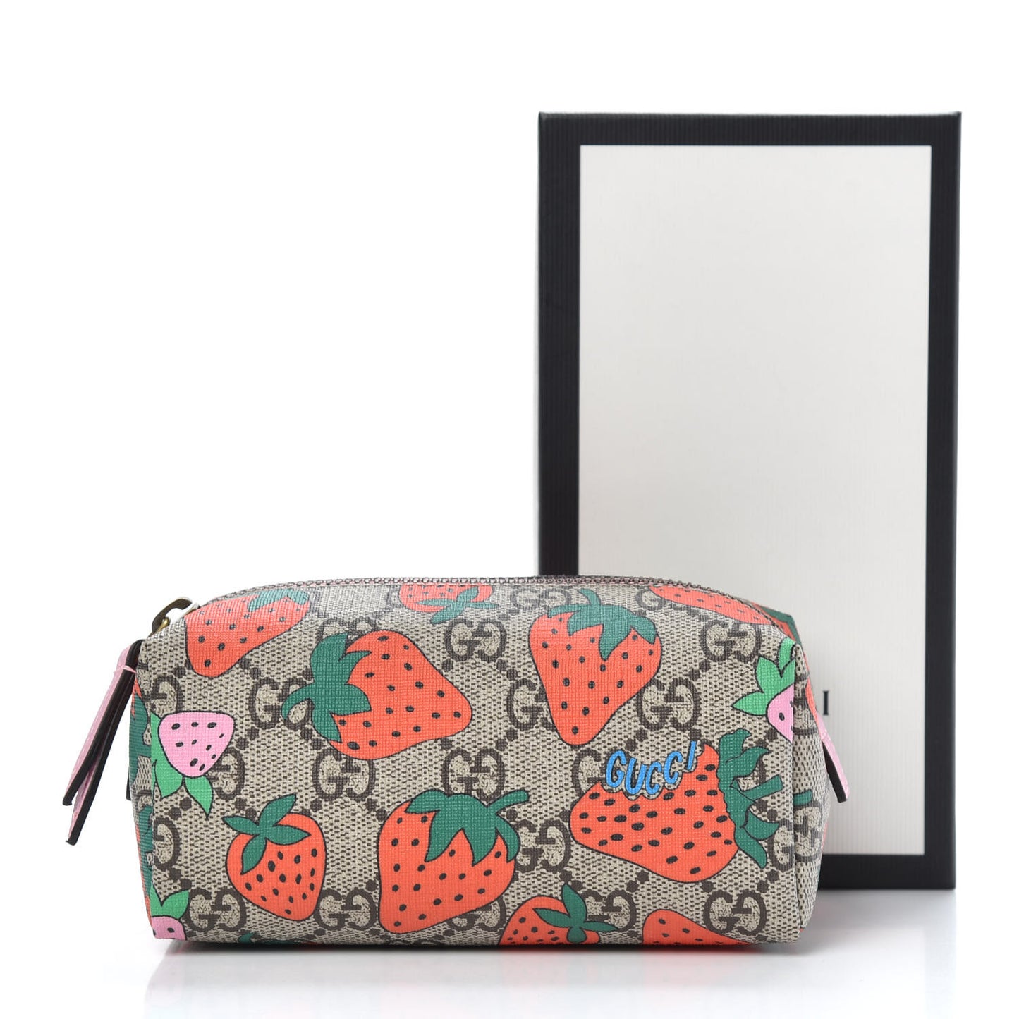 GG Supreme Monogram Strawberry Cosmetic Case