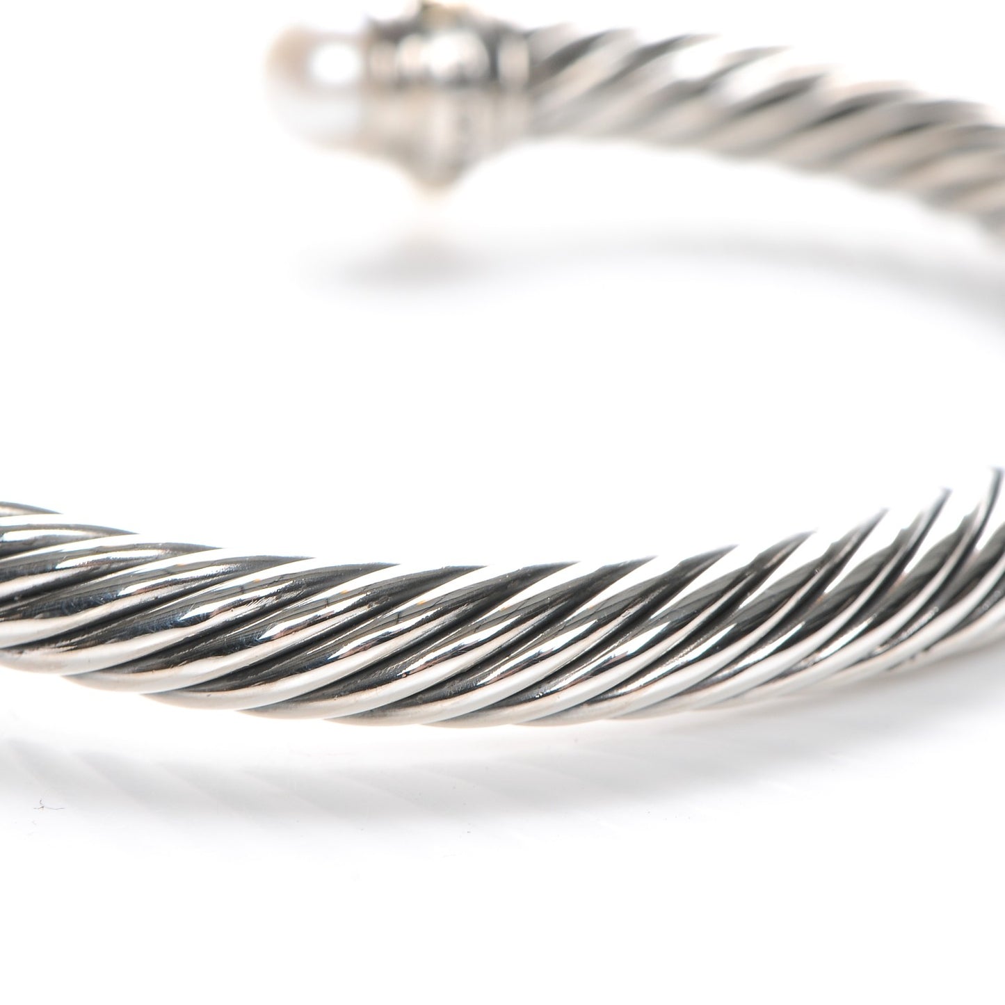 Sterling Silver 14K Yellow Gold Pearl 7mm Cable Classics Bracelet