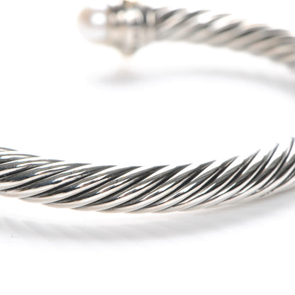 David Yurman Sterling Silver 14K Yellow Gold Pearl 7mm Cable Classics Bracelet 4 of 6