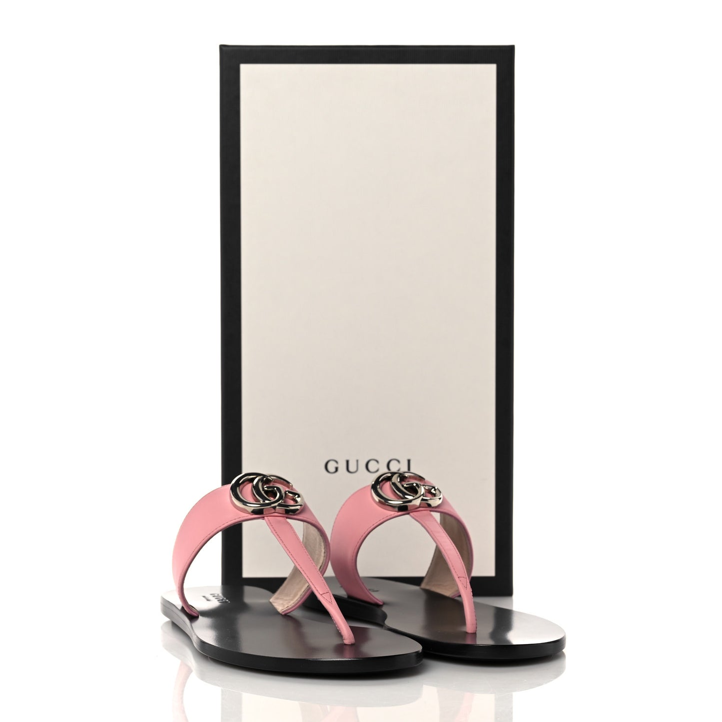 Calfskin GG Marmont Thong Sandals 35.5 Wild Rose