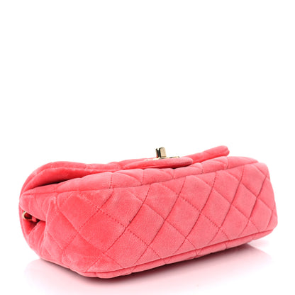Chanel Velvet Quilted Mini Rectangular Pearl Crush Flap Coral 3 of 8