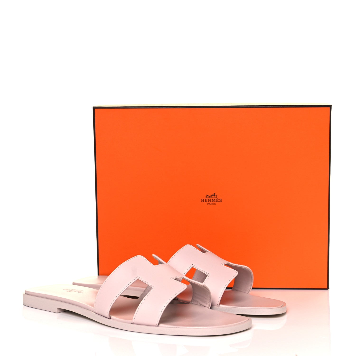 Hermes Box Calfskin Oran Sandals 41 Rose Pale 9 of 9