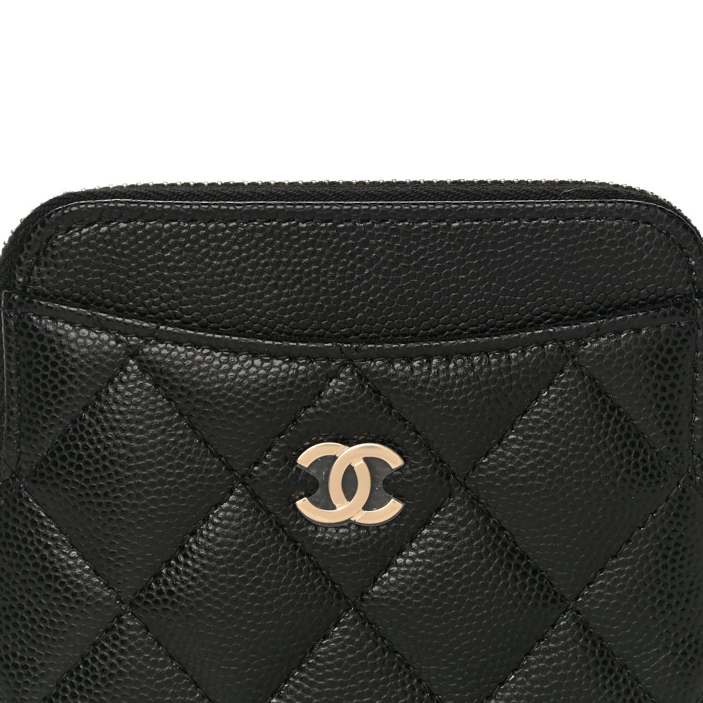 Caviar Quilted Zip Card Holder Wallet Black