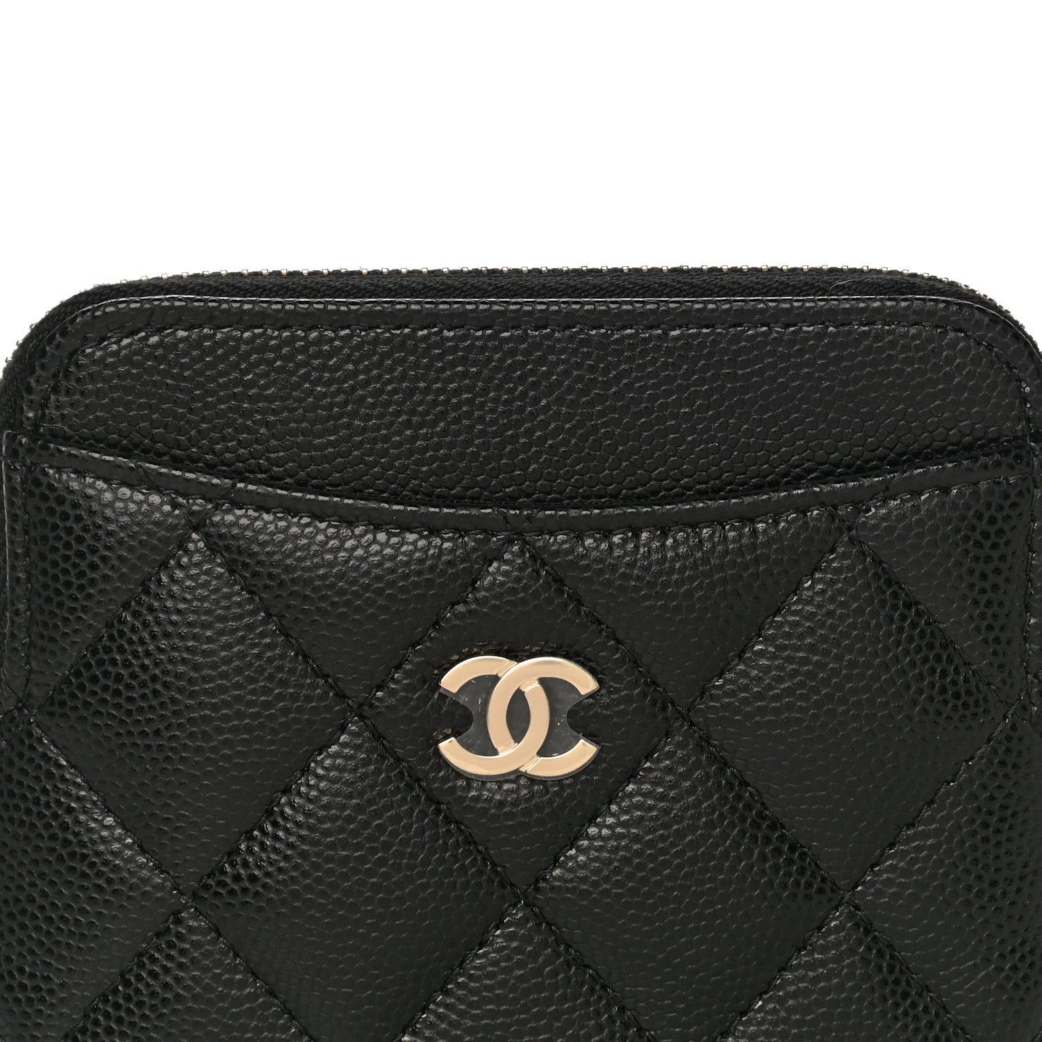 Chanel Caviar Quilted Zip Card Holder Wallet Black 8 of 11