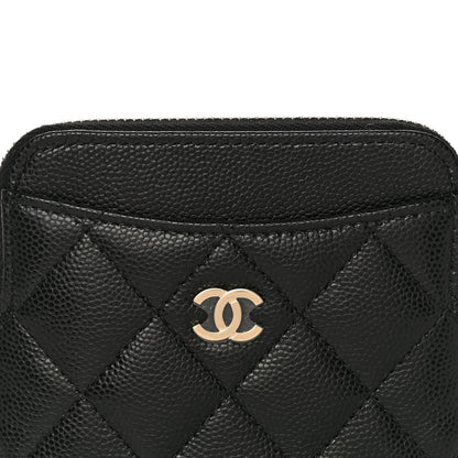 Chanel Caviar Quilted Zip Card Holder Wallet Black 8 of 11