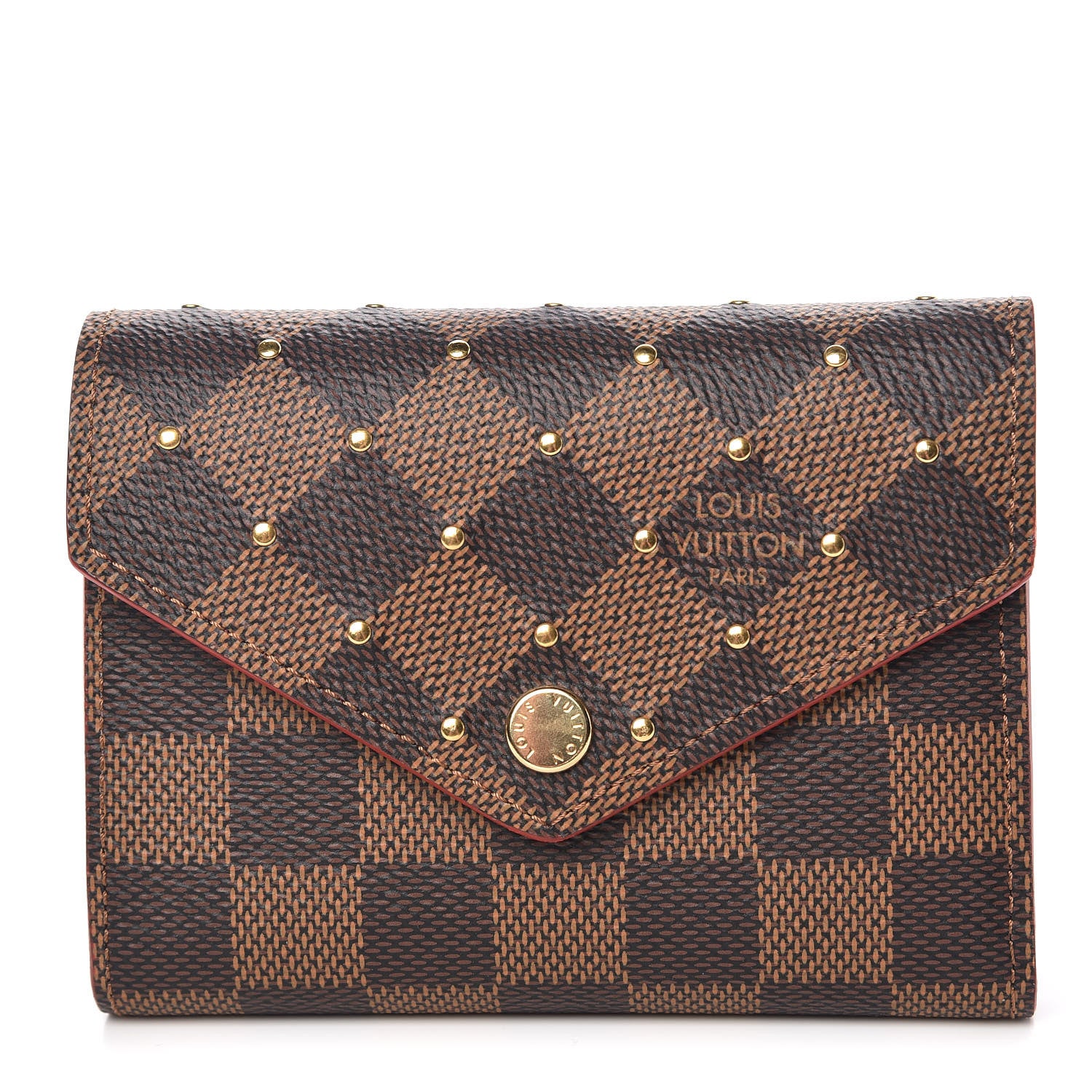 Louis Vuitton Damier Ebene Studded Victorine Wallet Cherry 1 of 8