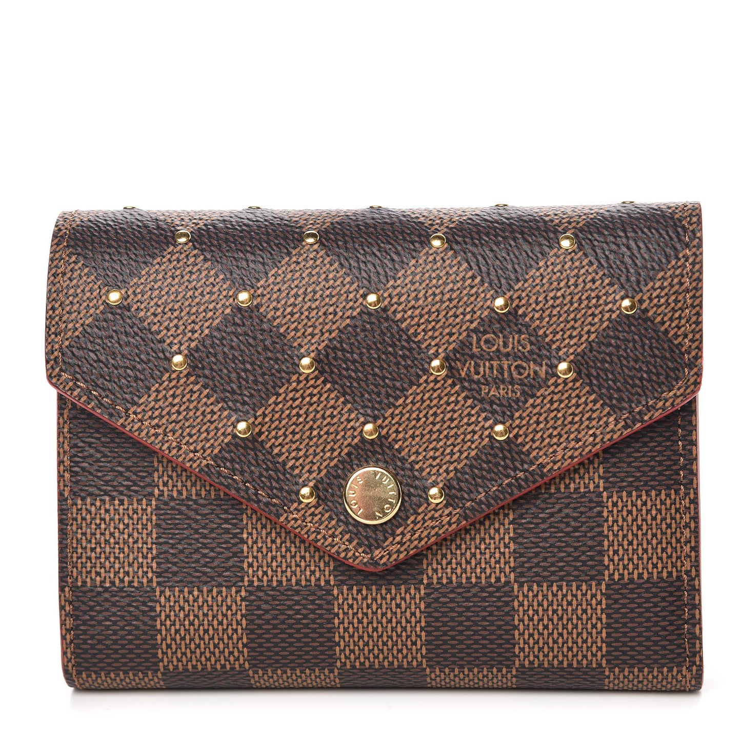 Damier Ebene Studded Victorine Wallet Cherry