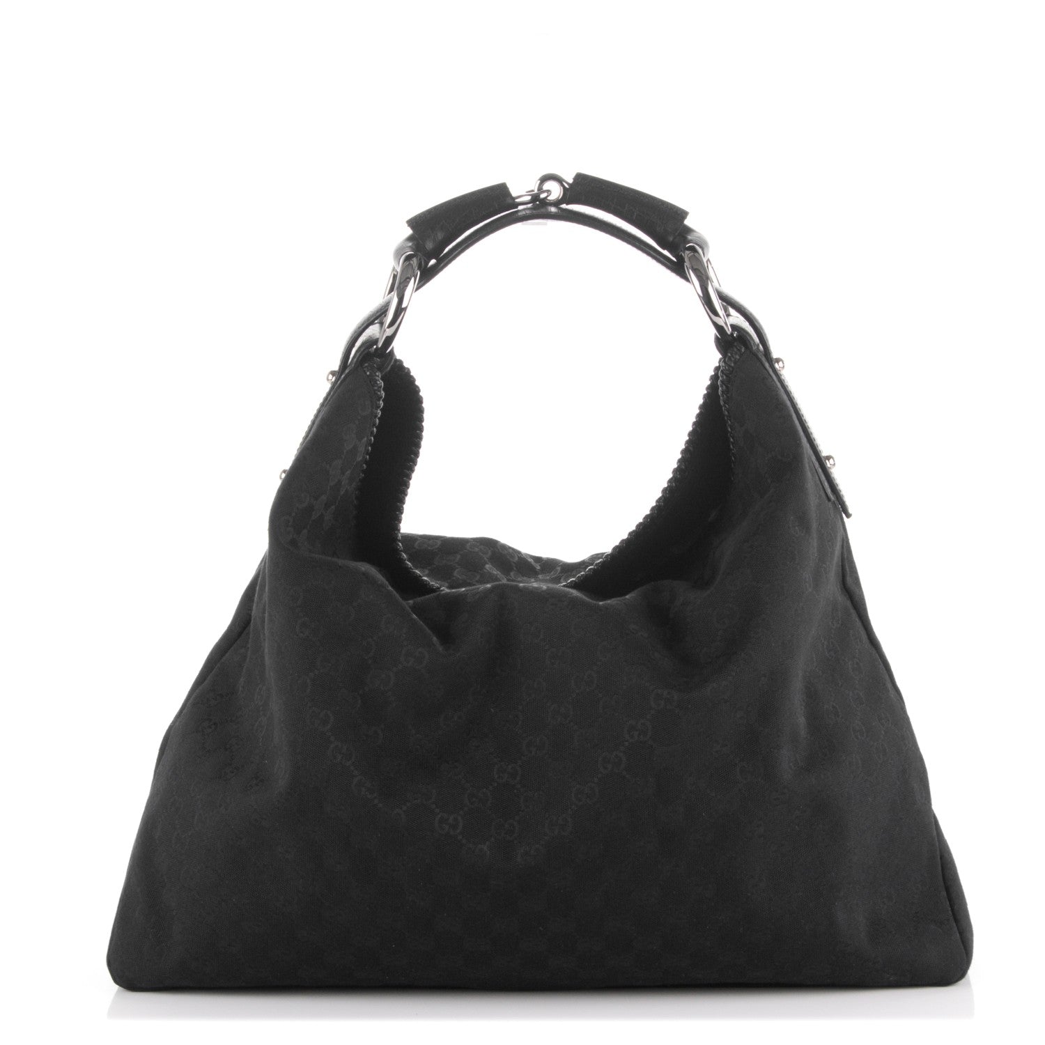 Gucci Monogram Large Horsebit Chain Hobo Black 1 of 7