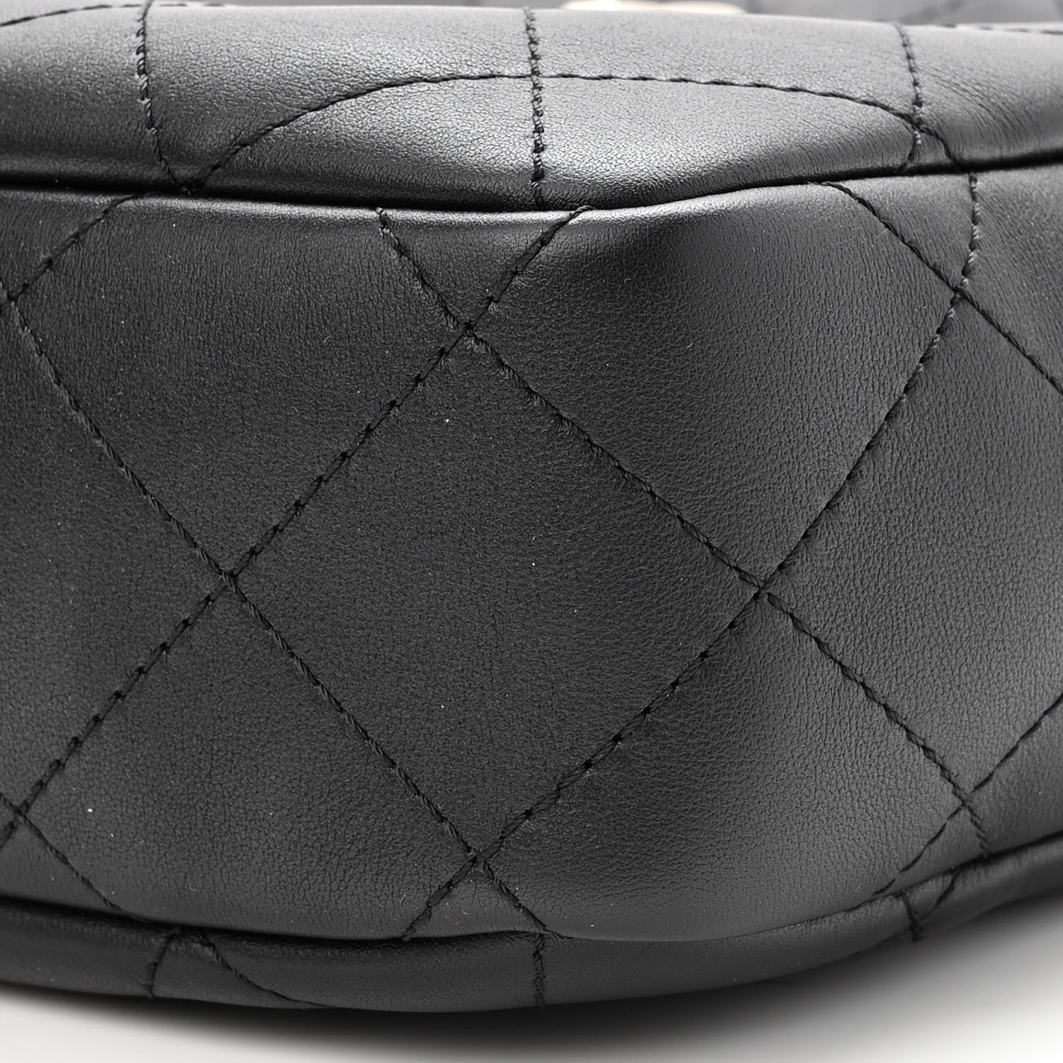 Chanel Calfskin Diamond Stitched Top Handle Bowling Bag Black 10 of 10