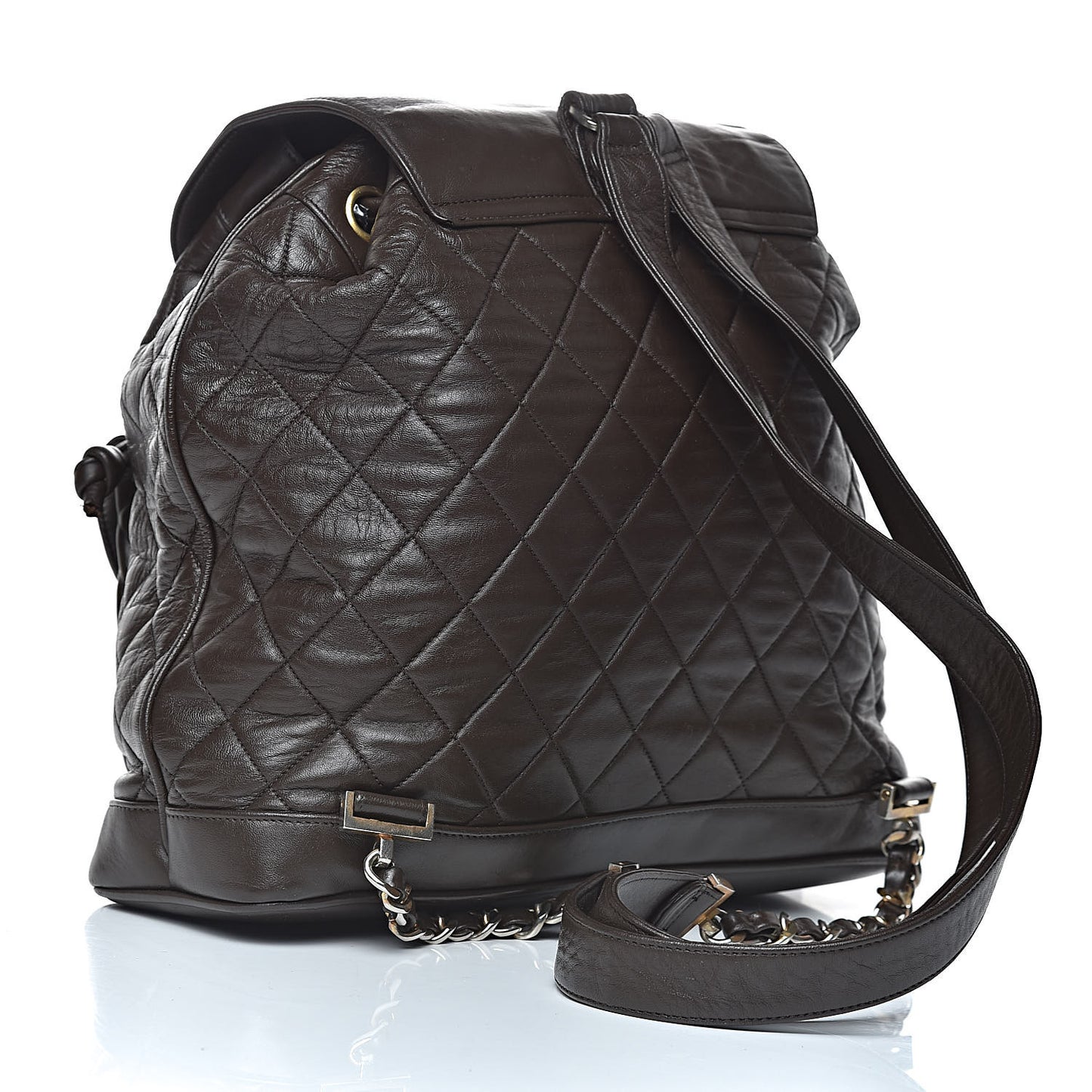 Lambskin Quilted Backpack Brown