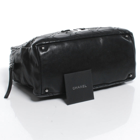 Caviar Diamond Stitch Tote Black