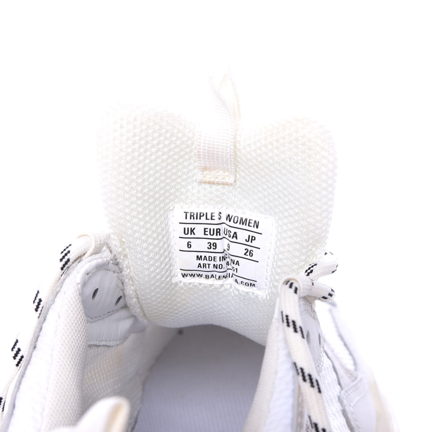 Fabric Mesh Clear Sole Womens Triple S Sneakers 39 White