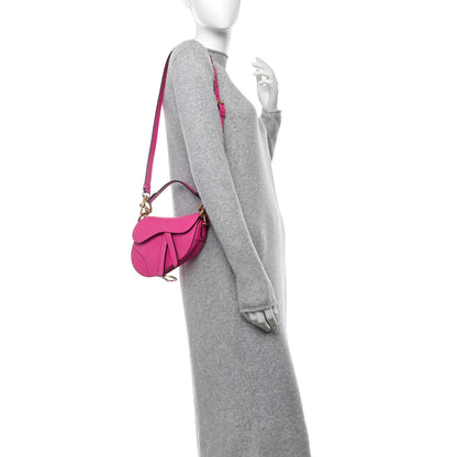 Christian Dior Supple Calfskin Mini Saddle Bag With Strap Passion Pink 2 of 10