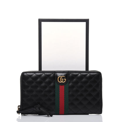 Gucci Calfskin Web Trapuntata GG Zip Around Wallet Black 11 of 11