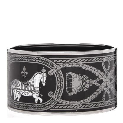 Hermes Enamel Printed Grand Apparat Extra Wide Bracelet 65 Black 1 of 6