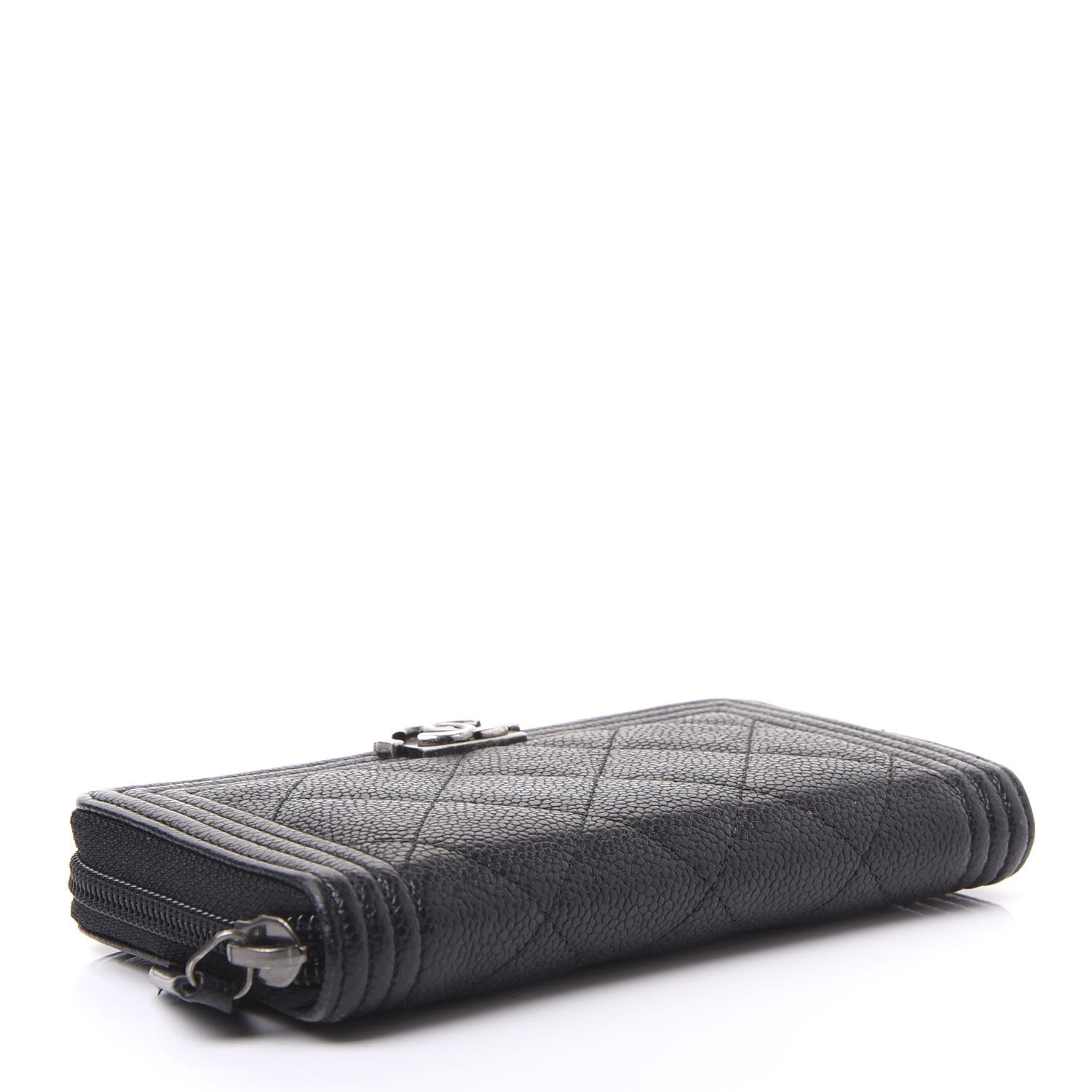 Chanel Caviar Quilted Small Boy Zip Around Wallet Black 3 of 11