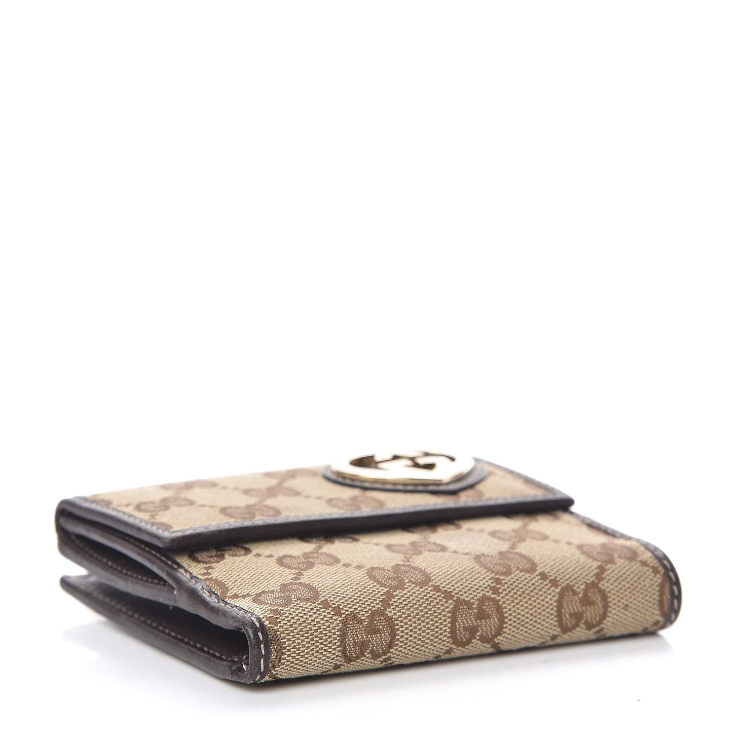 Gucci Monogram Lovely Heart French Flap Wallet Dark Brown 4 of 8