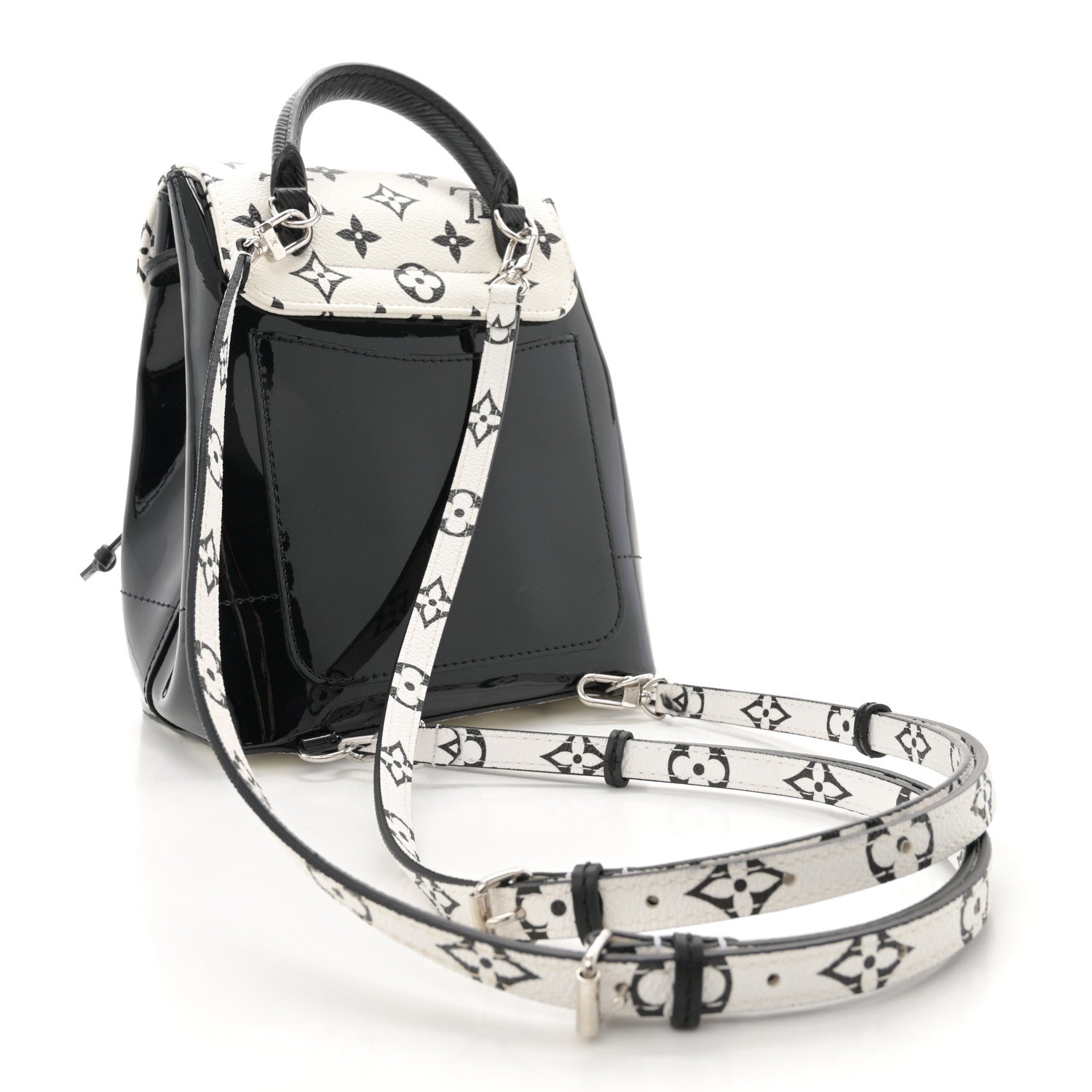 Louis Vuitton Patent Monogram Hot Springs Backpack Black White 3 of 9