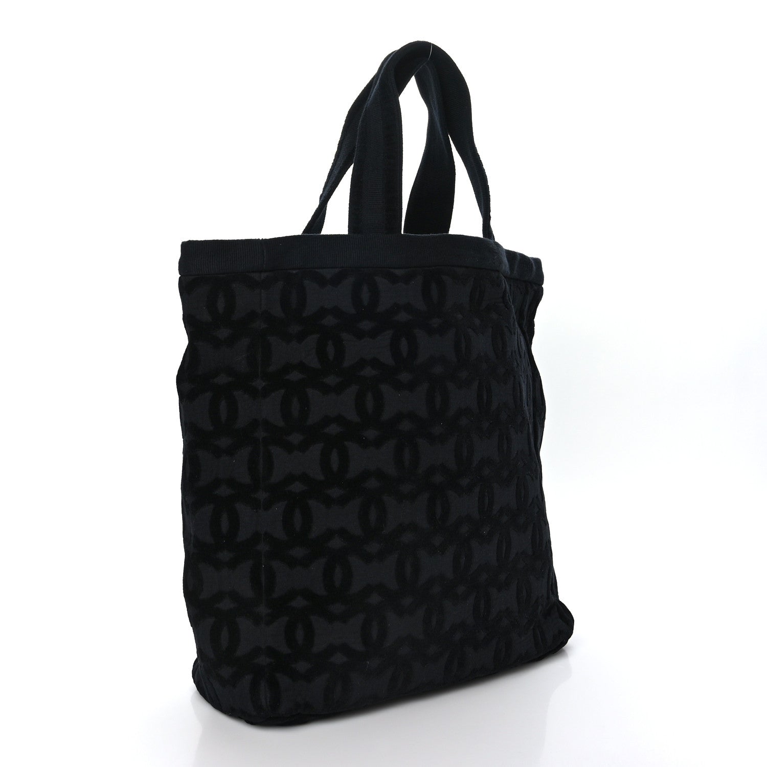 Chanel Terry Cotton CC Beach Tote Black 2 of 9