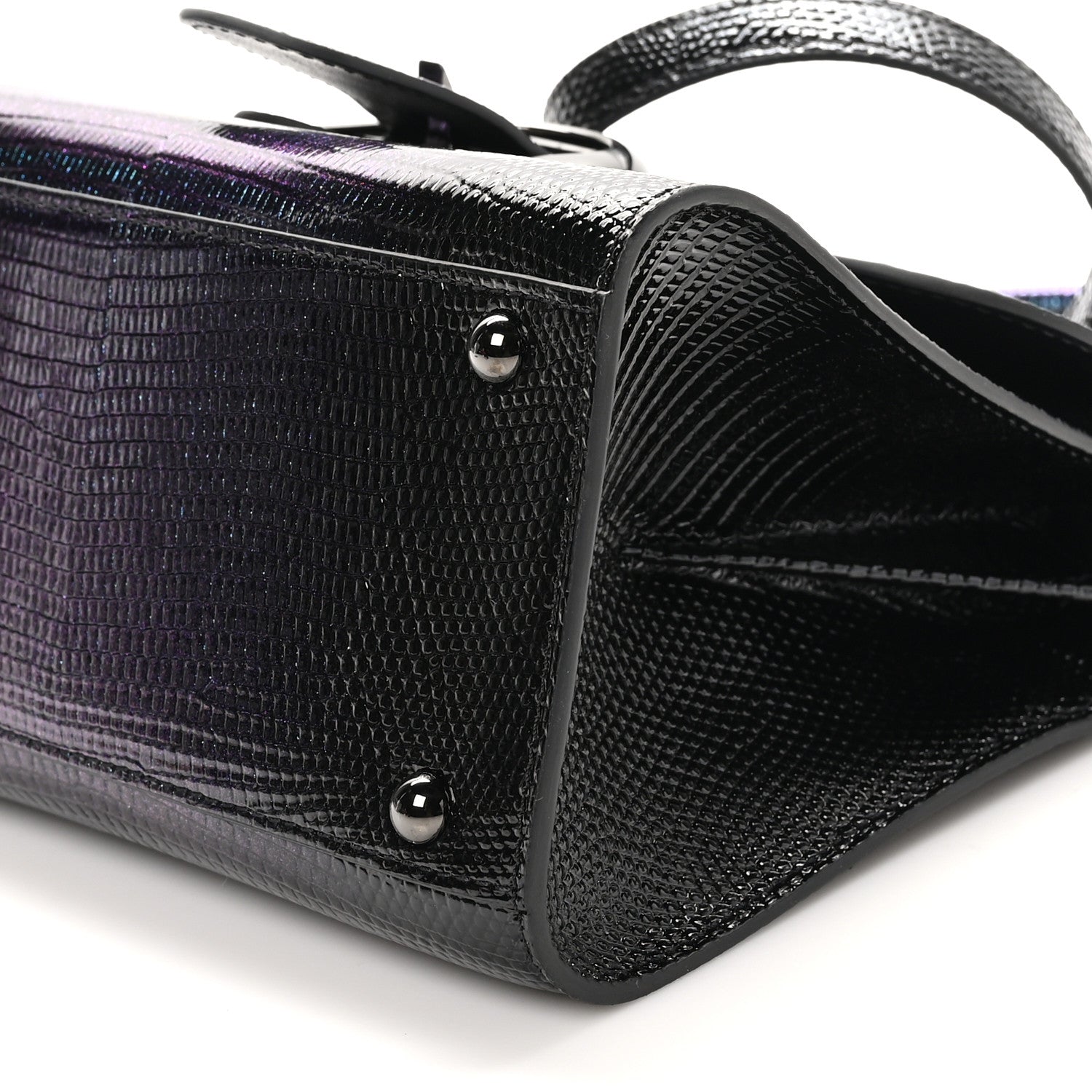 Delvaux Iridescent Lizard Mini Brillant Satchel Black 10 of 10
