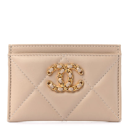 Chanel Goatskin Quilted 19 Card Holder Beige 1 of 8
