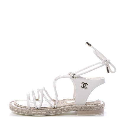 Chanel Calfskin Espadrille Sandals 36 White 1 of 10