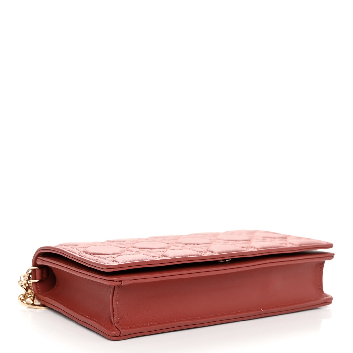 Lambskin Cannage Lady Dior Pouch Rust