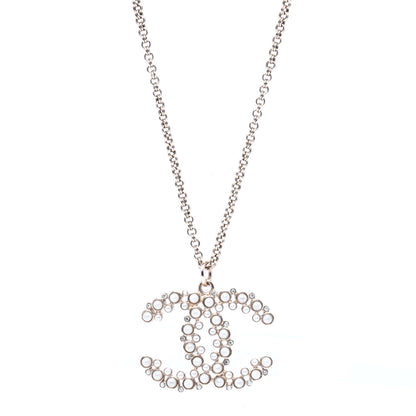 Chanel Crystal Pearl Snow Splash CC Pendant Necklace Gold 1 of 5