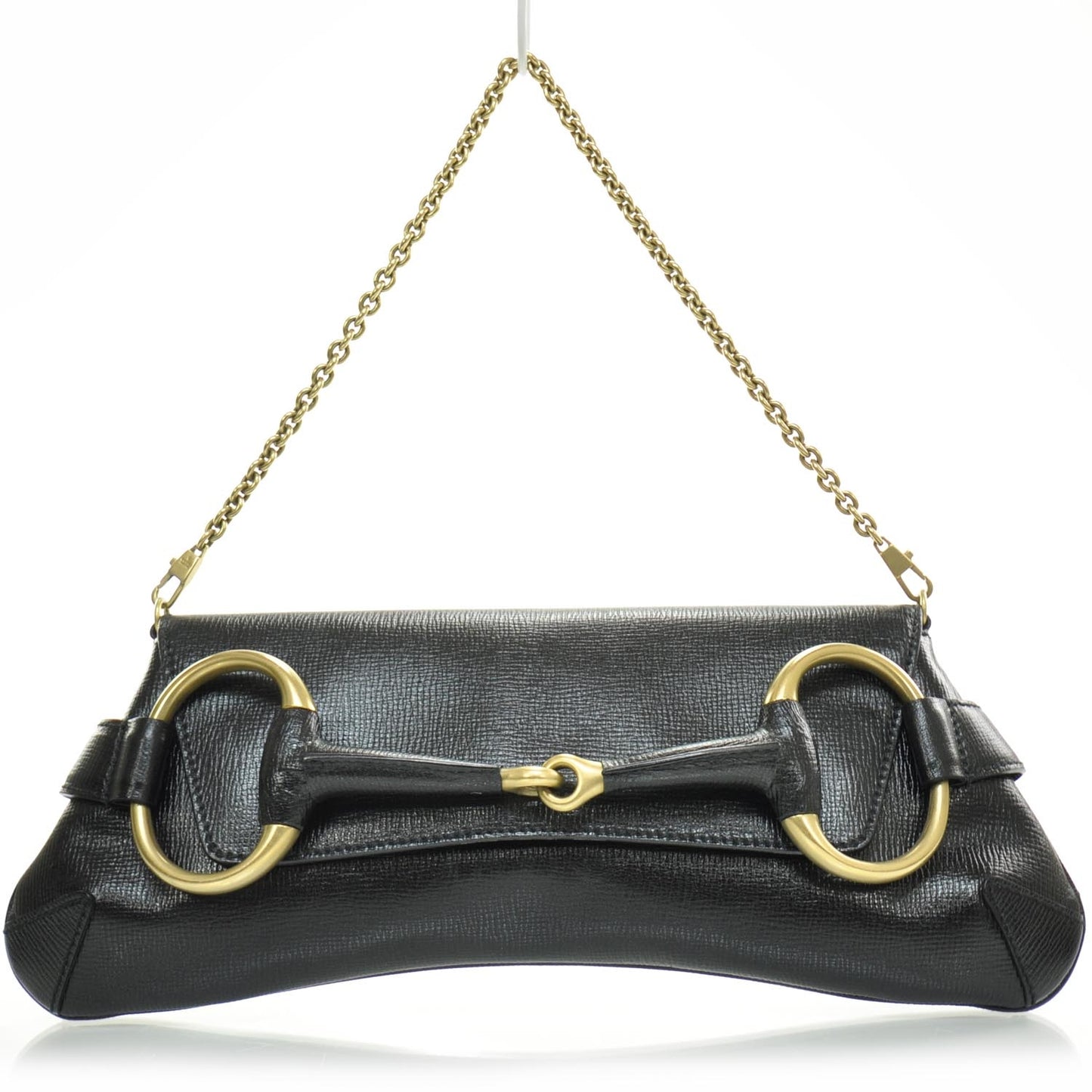 Leather Horsebit Clutch Bag Black