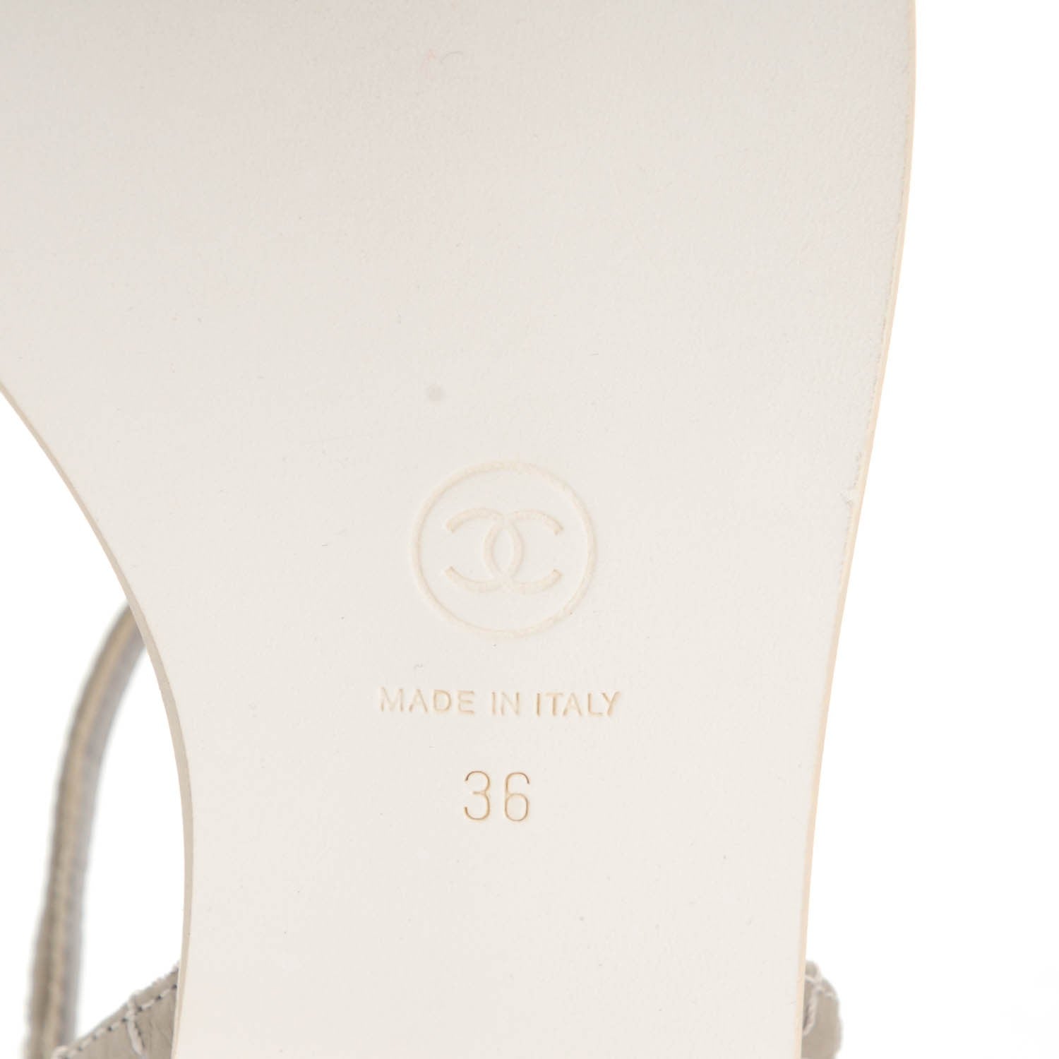 Chanel Calfskin CC Chain Thong Sandals 36 Grey 5 of 8