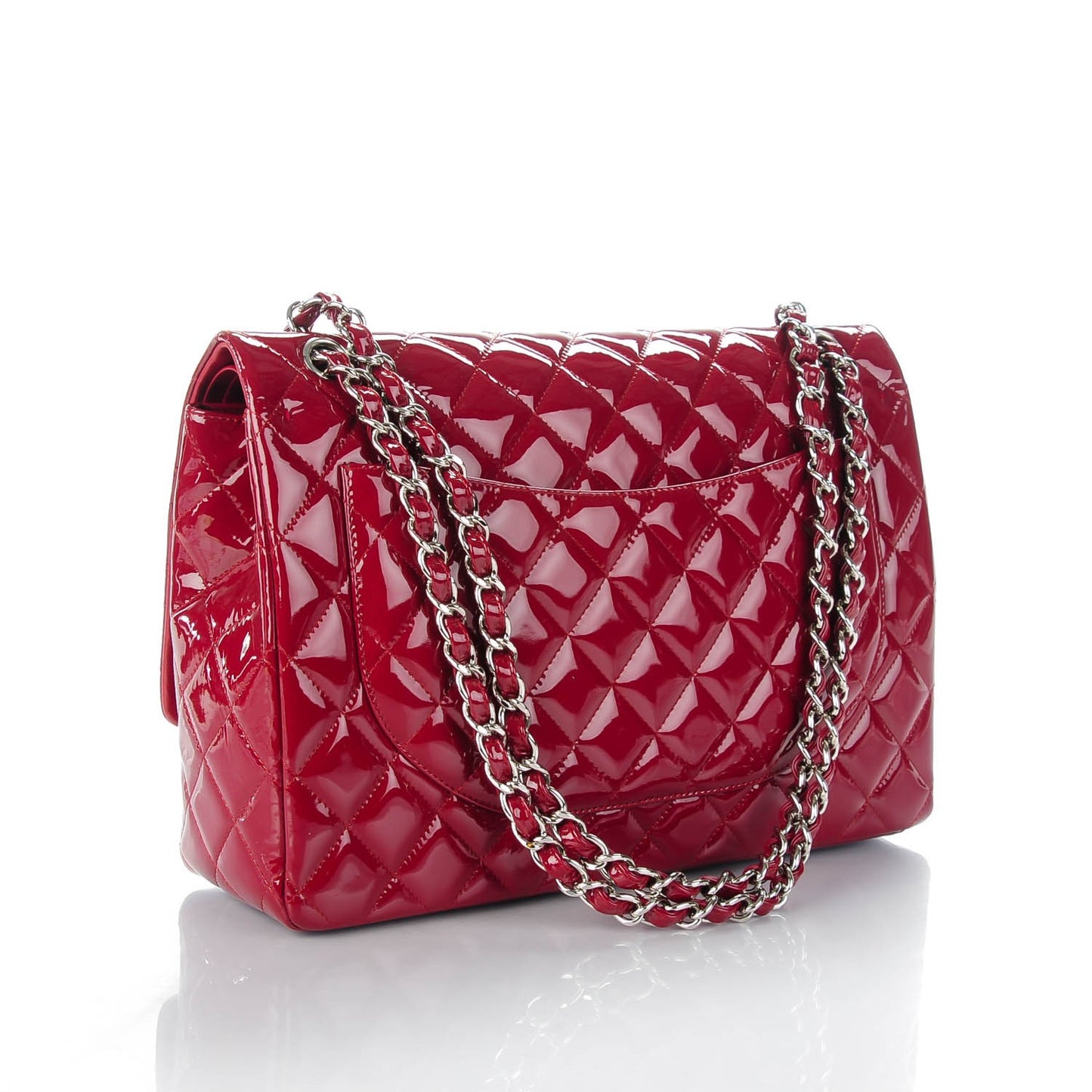 Patent Quilted Maxi Double Flap Red