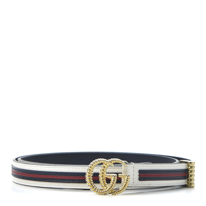 Gucci Calfskin 20mm Torchon Double G Sylvie Belt 90 36 Off White Blue Red 1 of 4