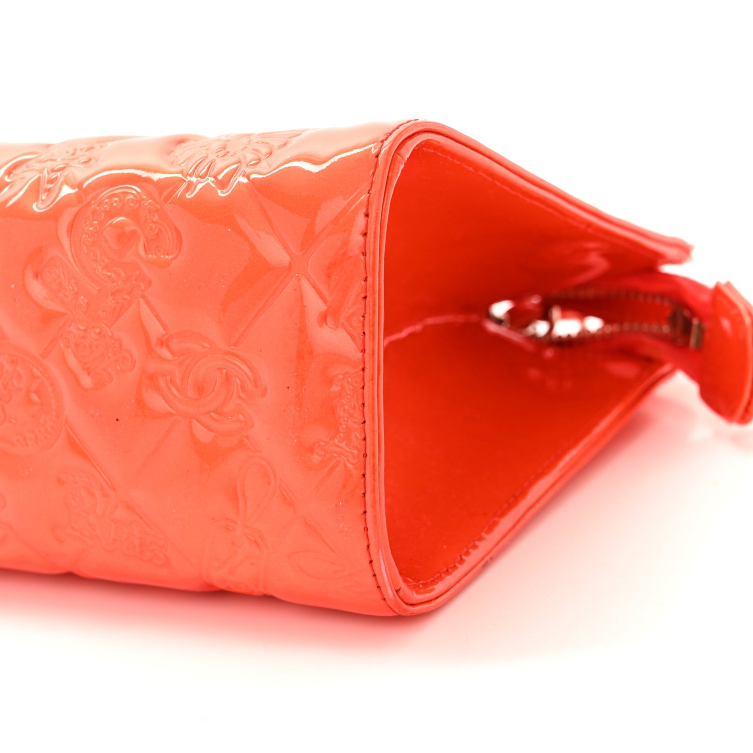 Chanel Patent Calfskin Lucky Symbols Pochette Coral 10 of 13
