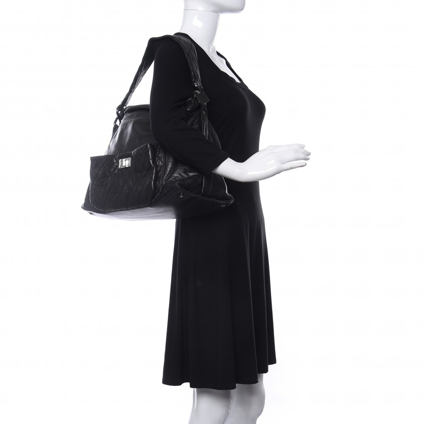 Lambskin Quilted Mademoiselle Hobo Black