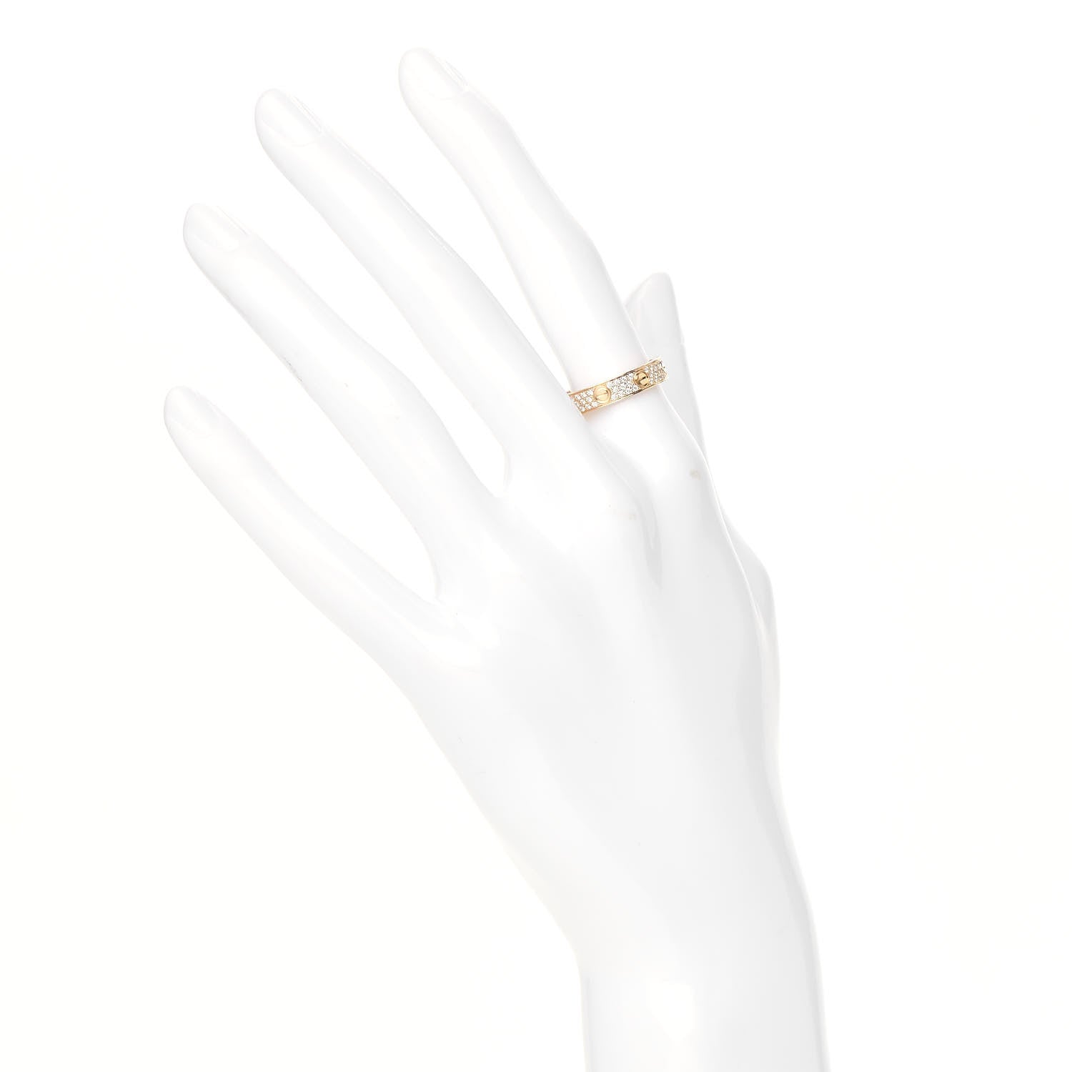 Cartier 18K Yellow Gold Diamond 4mm LOVE Wedding Paved Band Ring 52 6 2 of 5