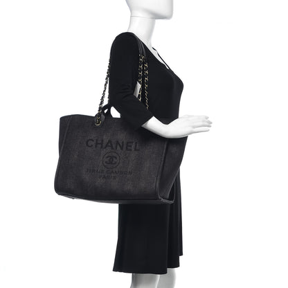 Chanel Woven Straw Raffia Striped Large Deauville Tote Black 2 of 10
