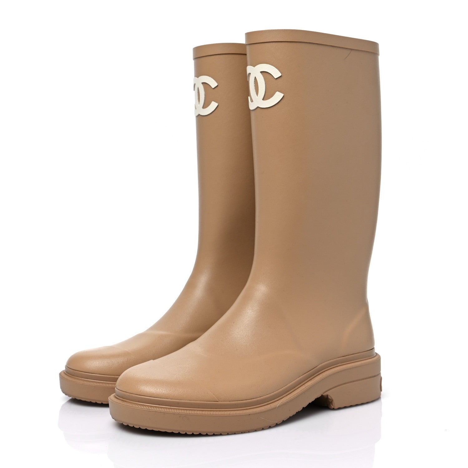 Chanel Caoutchouk CC High Boots 37 Beige 3 of 9