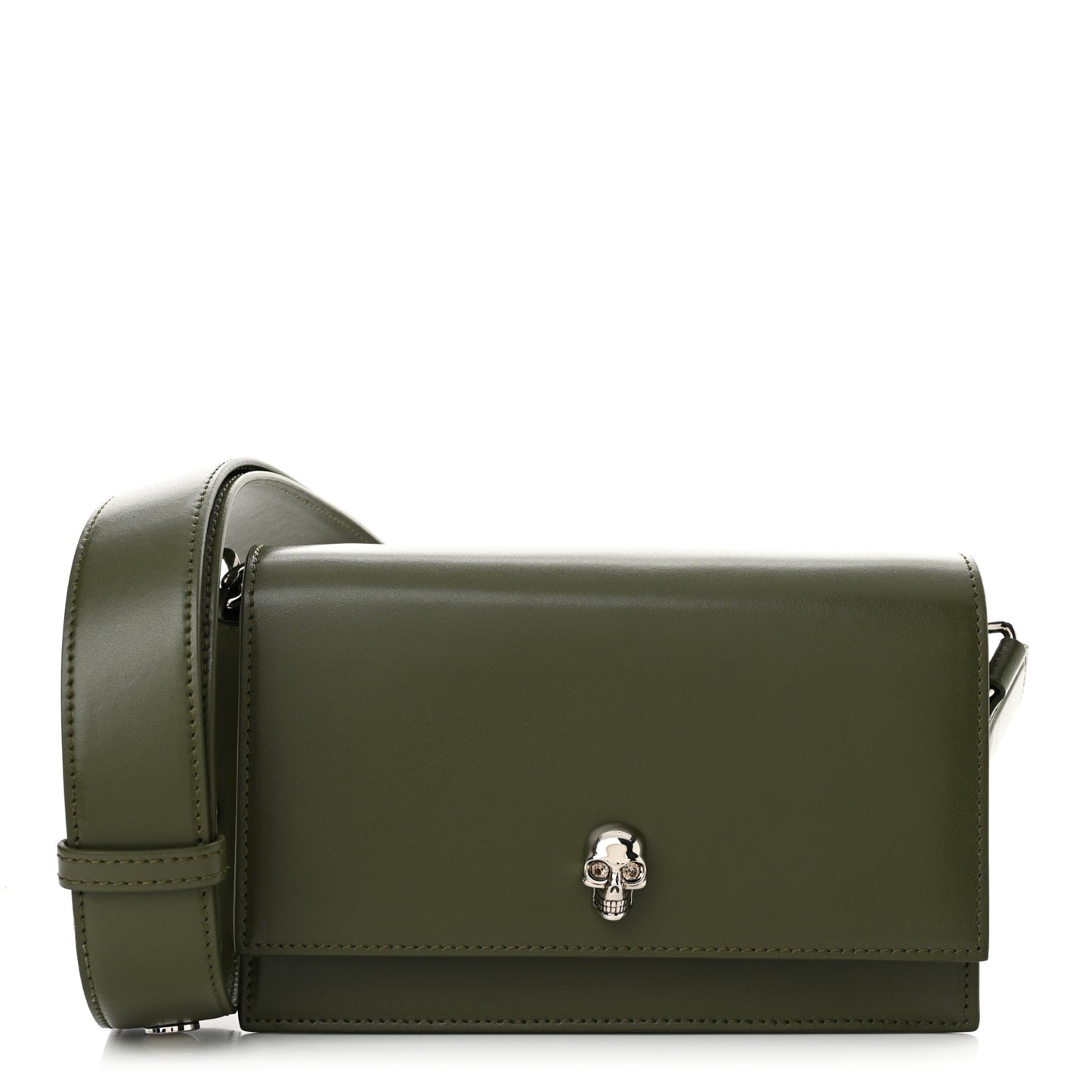 Calfskin Skull Crossbody Bag Khaki Green