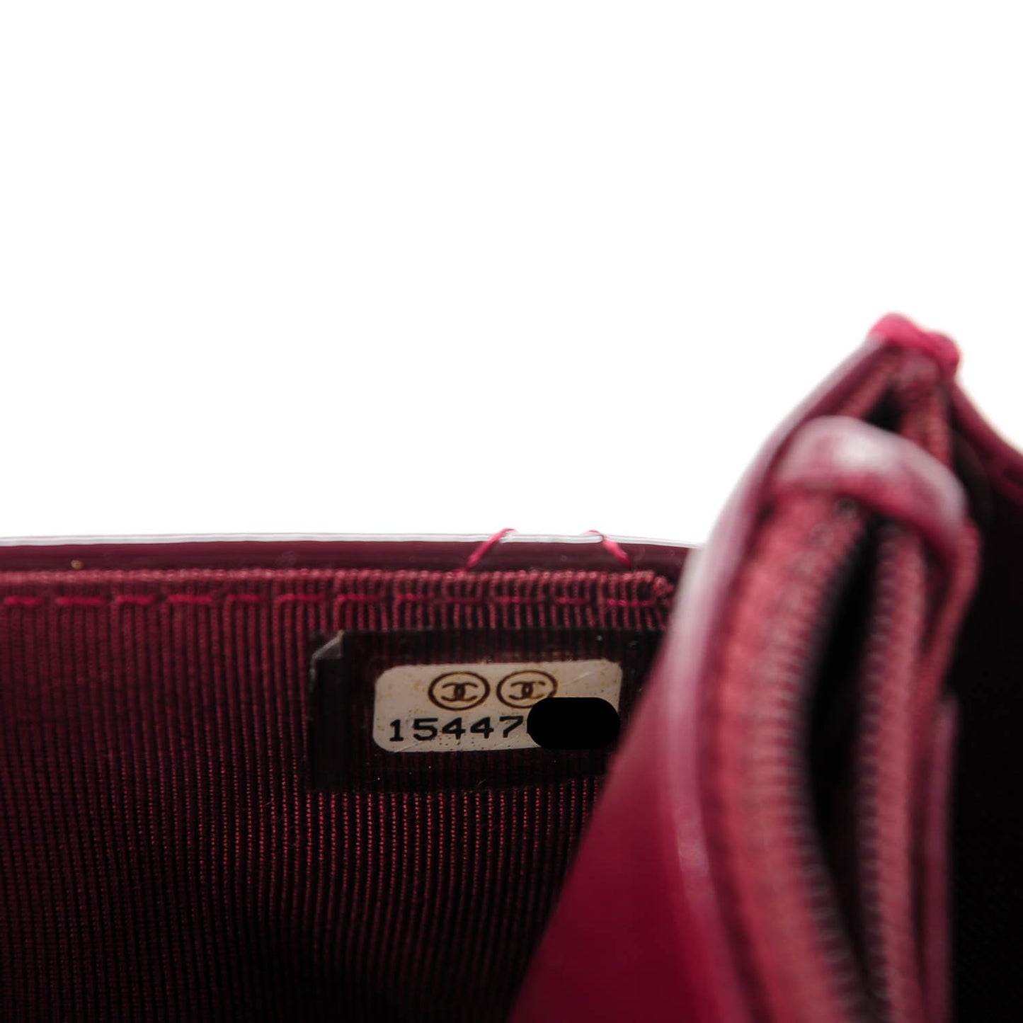 Patent Quilted Wallet On Chain WOC in Dark Red