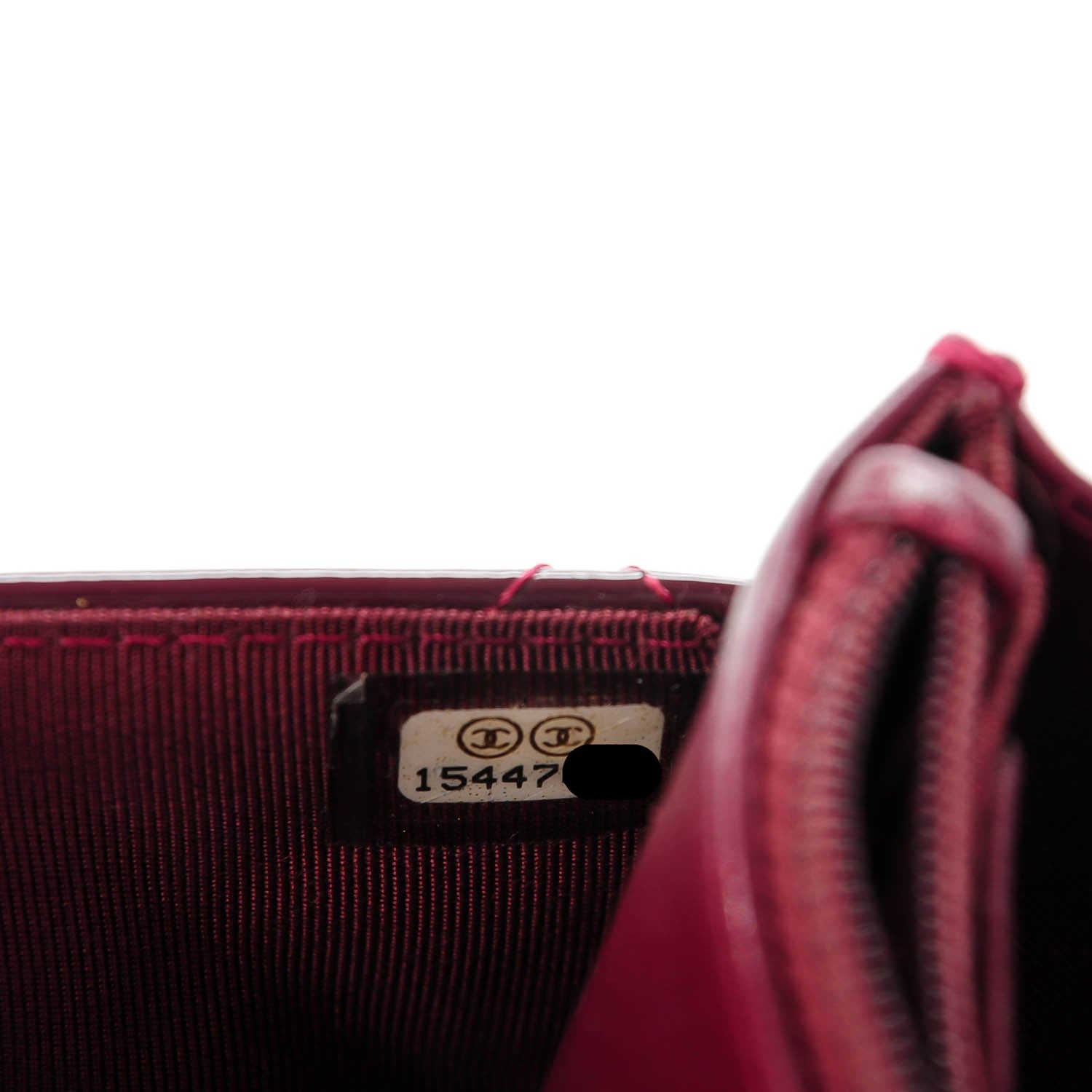 Chanel Patent Quilted Wallet On Chain WOC in Dark Red 8 of 8