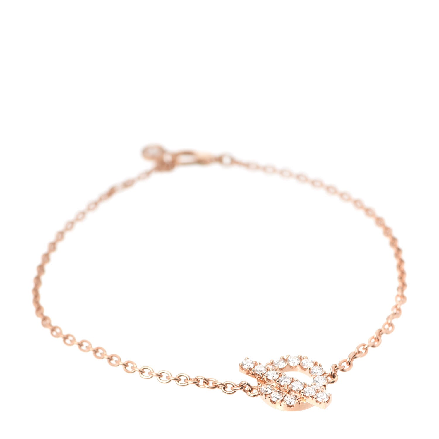 Hermes 18K Rose Gold Diamond Finesse Bracelet LG 1 of 5