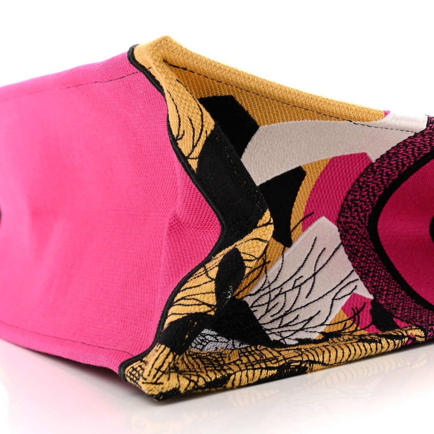 Christian Dior Canvas Embroidered Large Jungle Pop Book Tote Fuchsia Multicolor 10 of 13