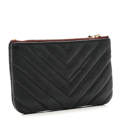 Chanel Caviar Chevron Quilted Small Cosmetic Case Black 2 of 8