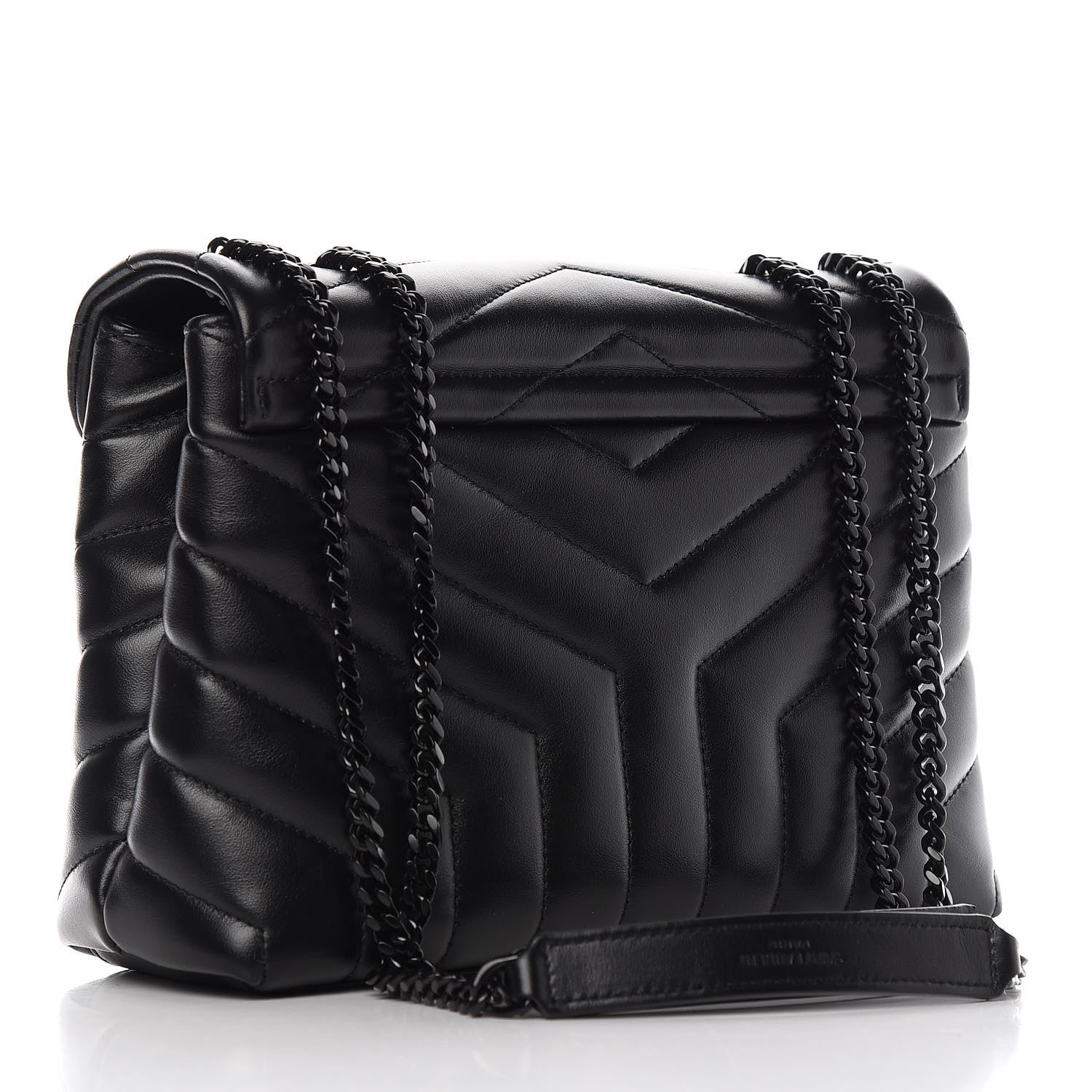 Saint Laurent Calfskin Y Quilted Monogram Small Loulou Chain Satchel Black 4 of 12