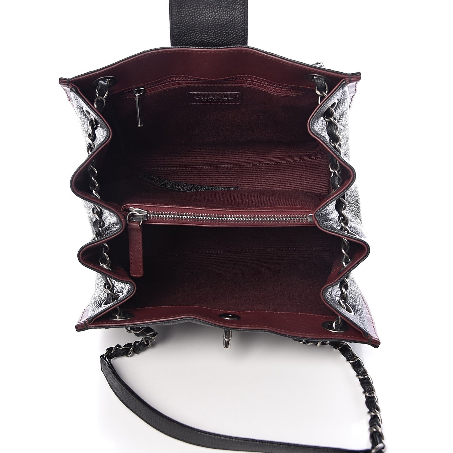 Caviar Quilted Medium CC Accordion Shopping Bag Black