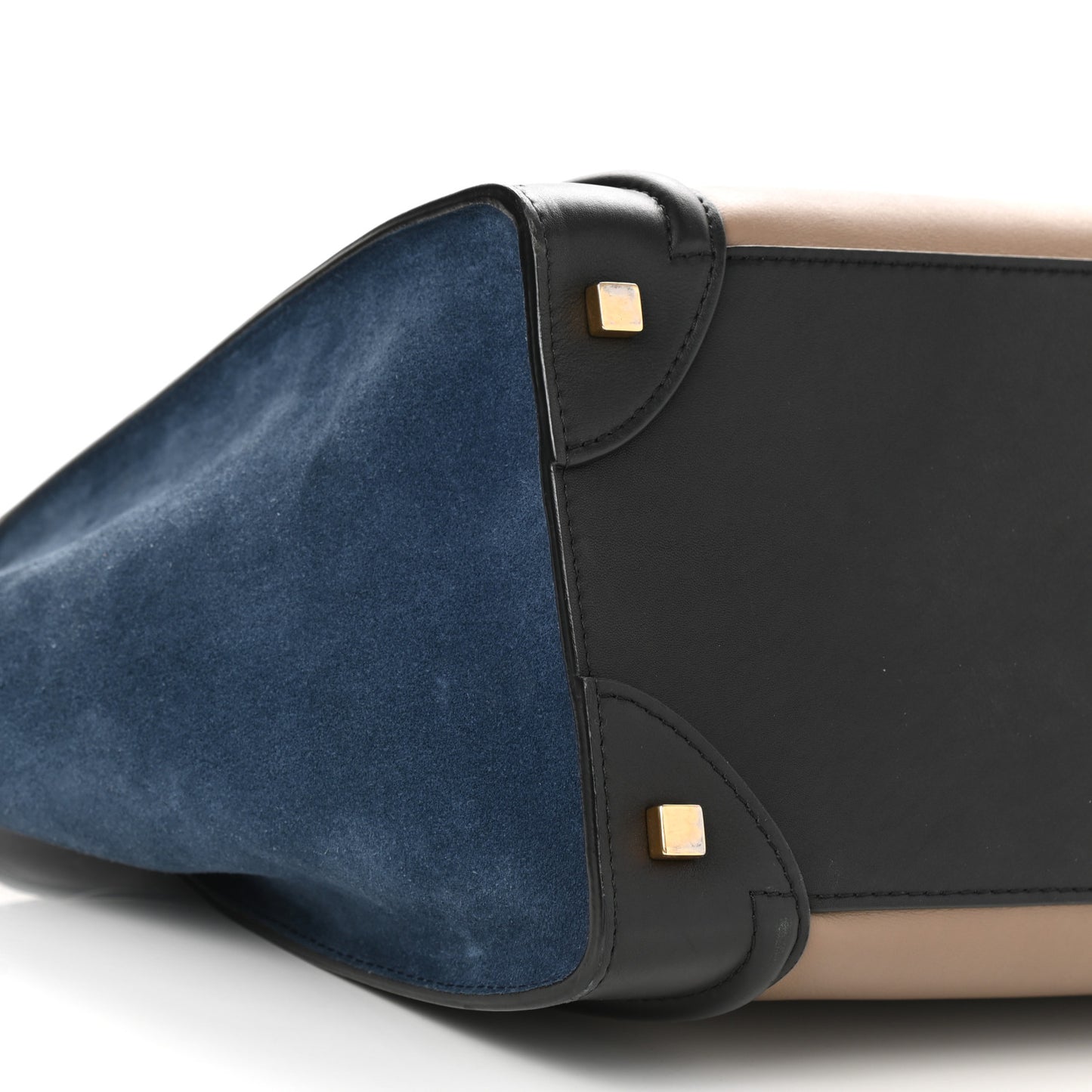 Smooth Calfskin Suede Mini Tri-Color Luggage Beige