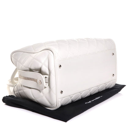 Chanel Washed Caviar Quilted Large Timeless Bowler White 4 of 7