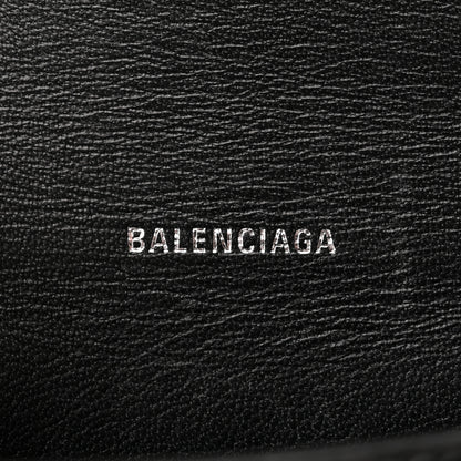 Balenciaga Calfskin Graffiti Logo Monochrome Crocodile Embossed Hourglass Top Handle Bag XS Black 6 of 14