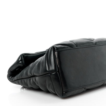 Saint Laurent Lambskin Quilted Monogram Monochrome Small Loulou Puffer Chain Satchel Black 10 of 11